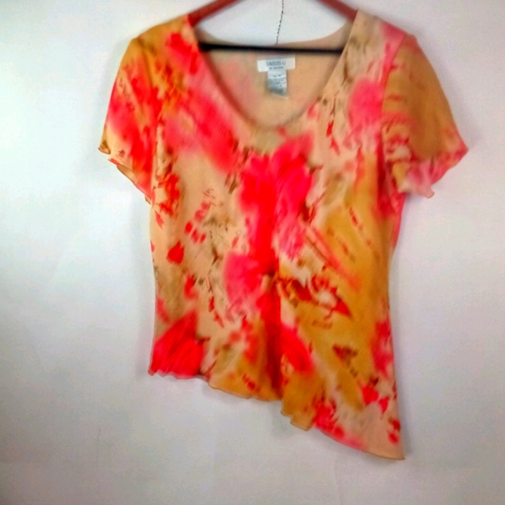Dress U by Sharon 18 Orange Gold Floral Top Plus